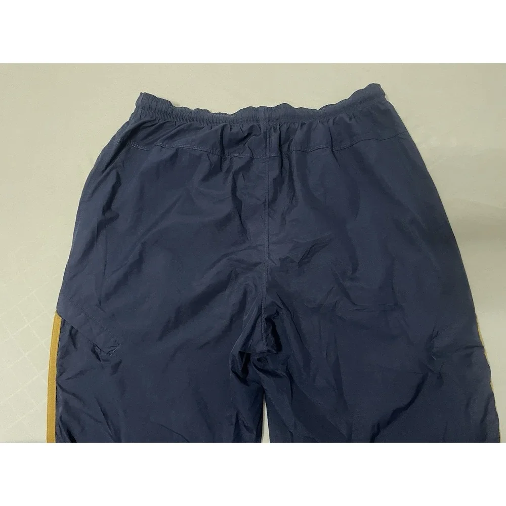 VINTAGE Nike Men Activewear Track‎ Pants S Blue Gold Swoosh Pockets Drawstring